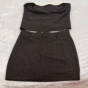 Chic Black Pinstripe Skirt Set